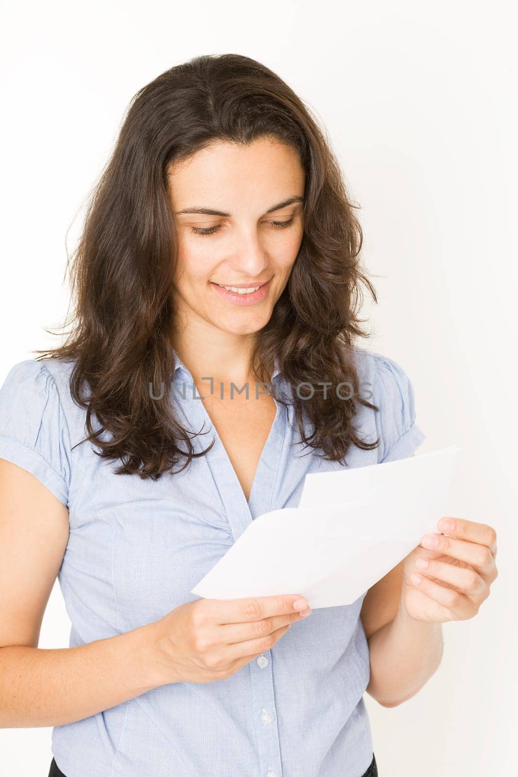 Woman opens letter