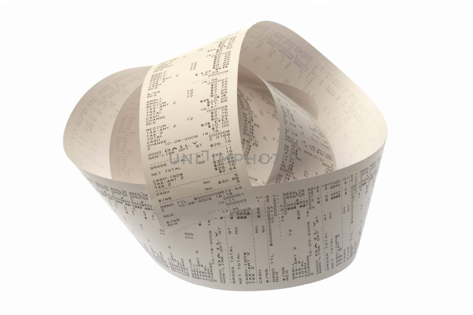 coil of paper from a printing adding machine or cash register