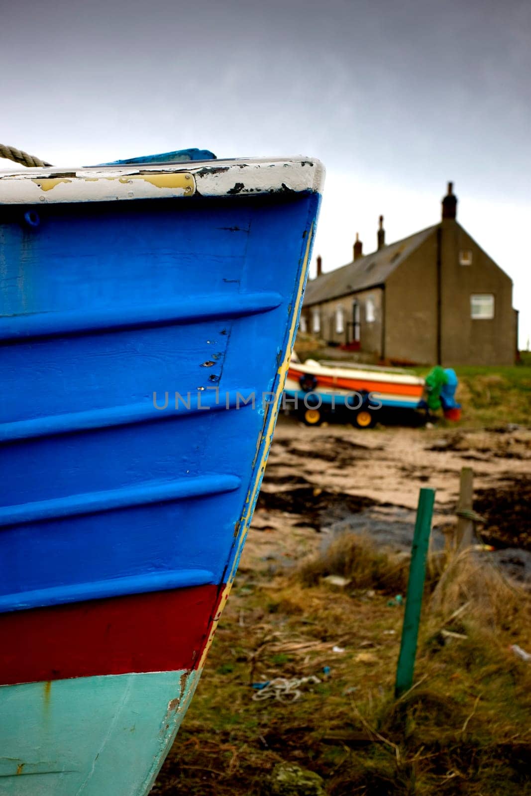 Weathered boat hull, Boulmer, Northumberland, England