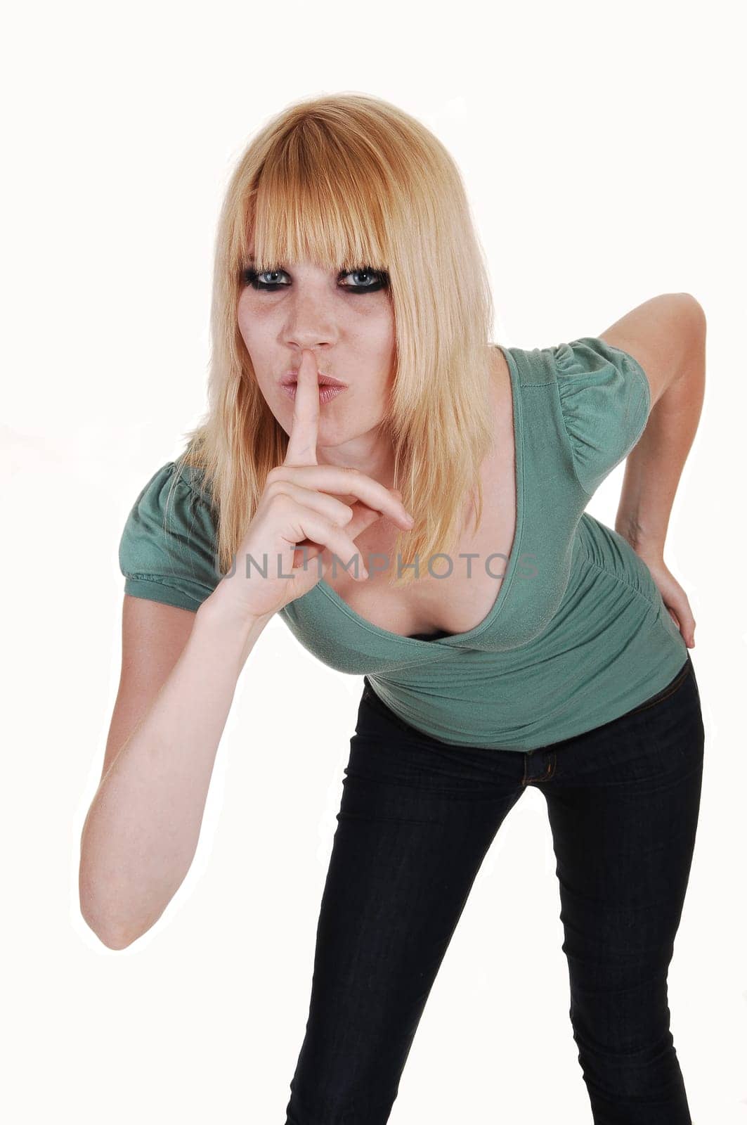 Girl gesturing silent.