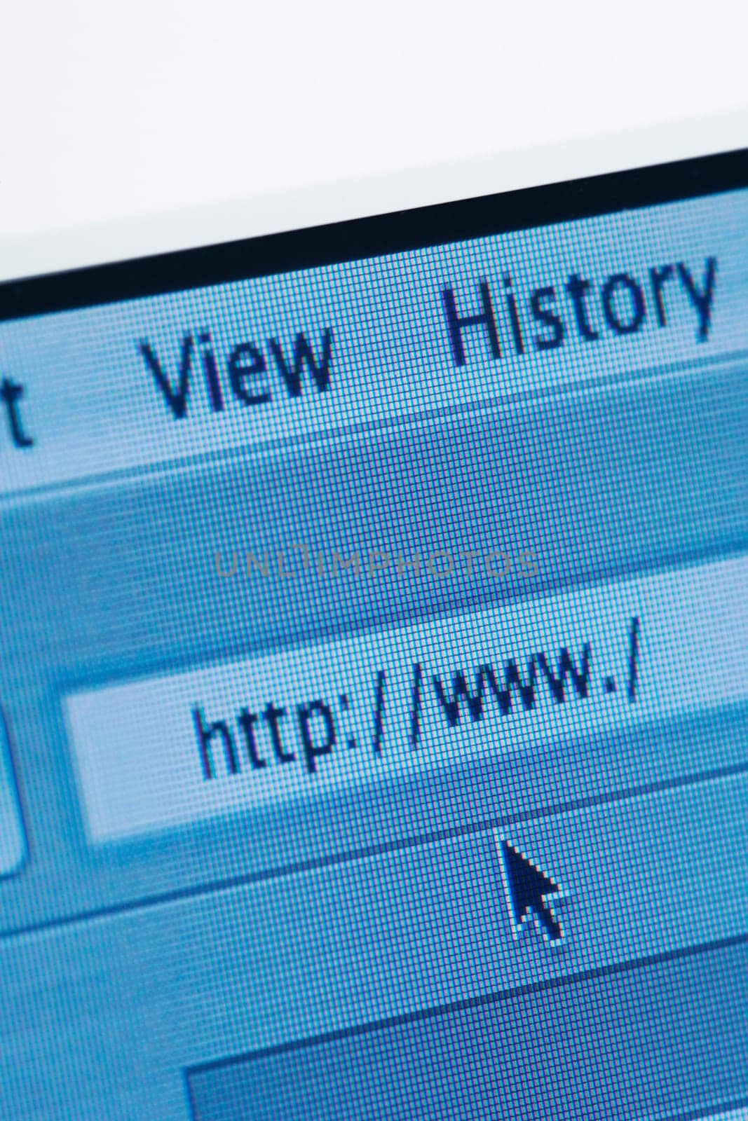 Internet browser address bar with a blank web address. Vertical shot.