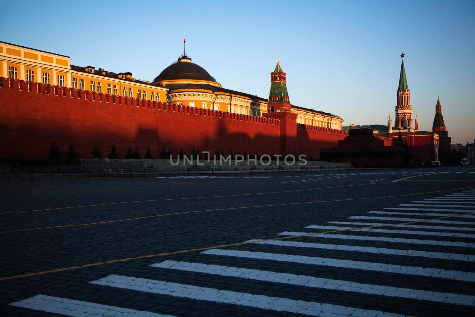 Outside walls of the Kremlin in Moscow, Russia. Horizontal shot.