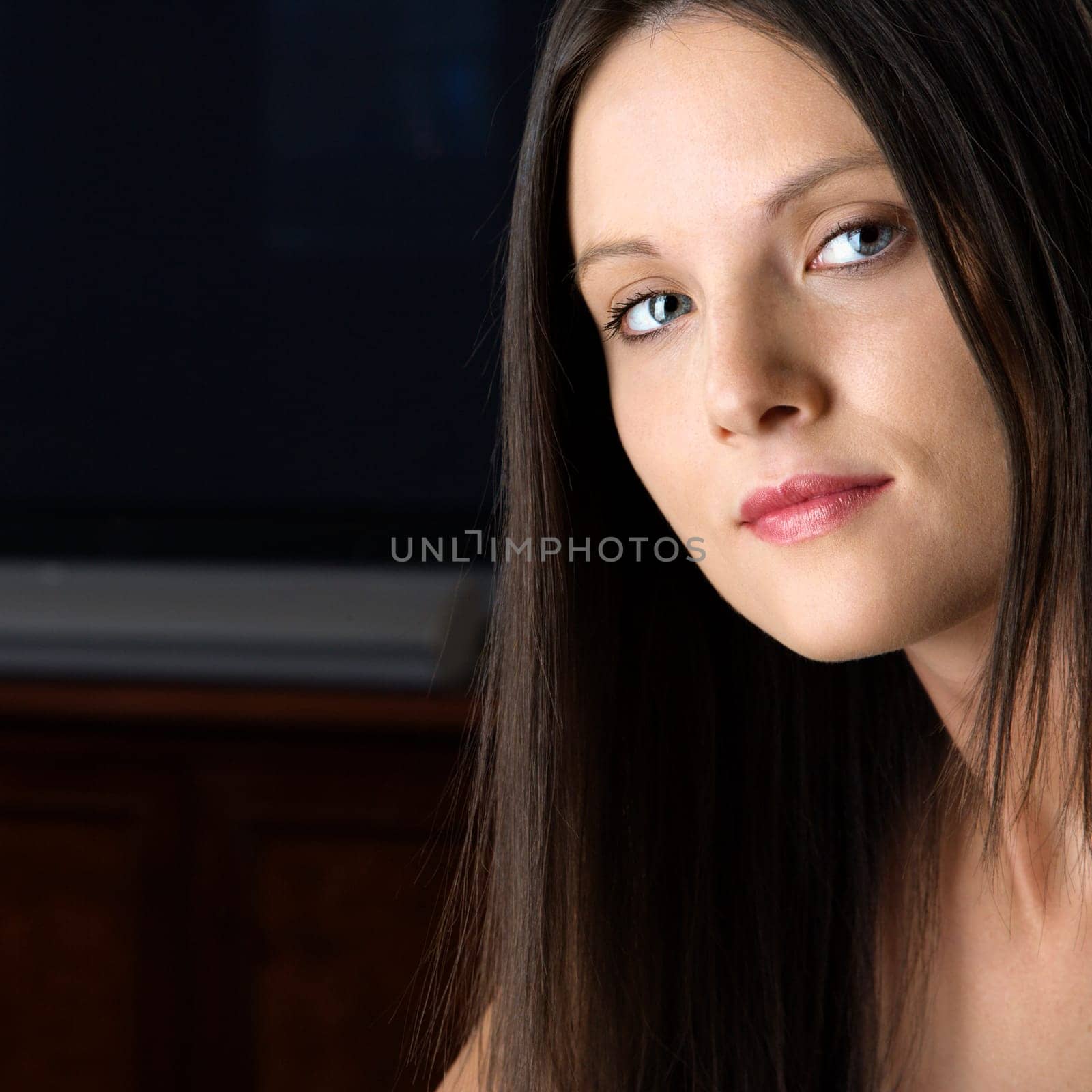 Portrait of pretty young Caucasian woman.