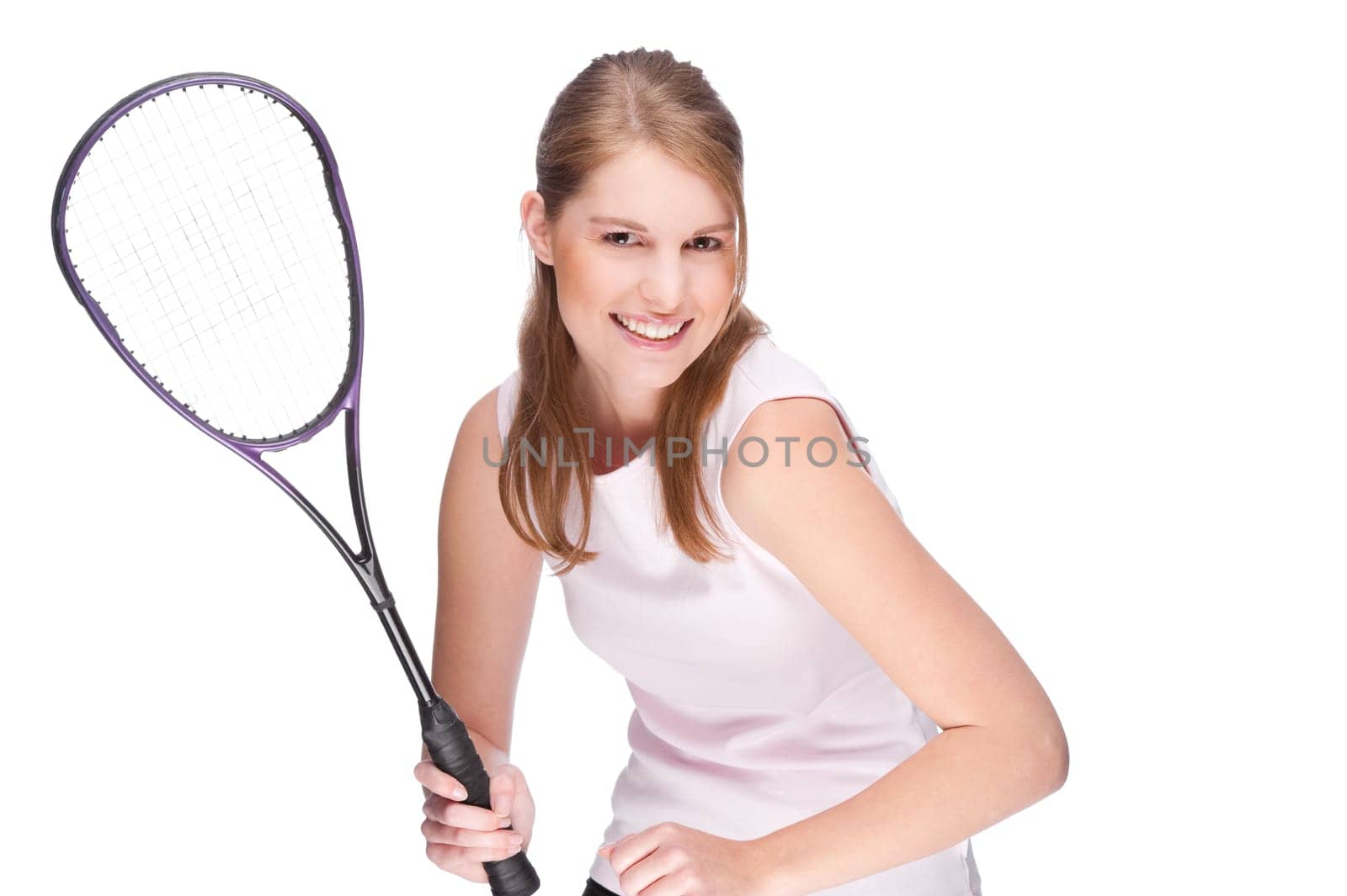 Woman with squash racket