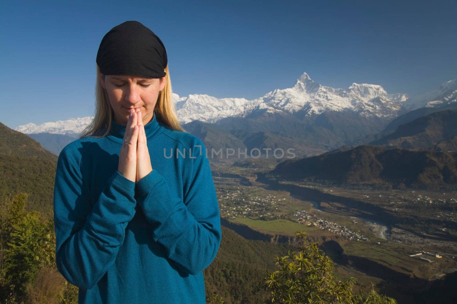 A woman in prayer