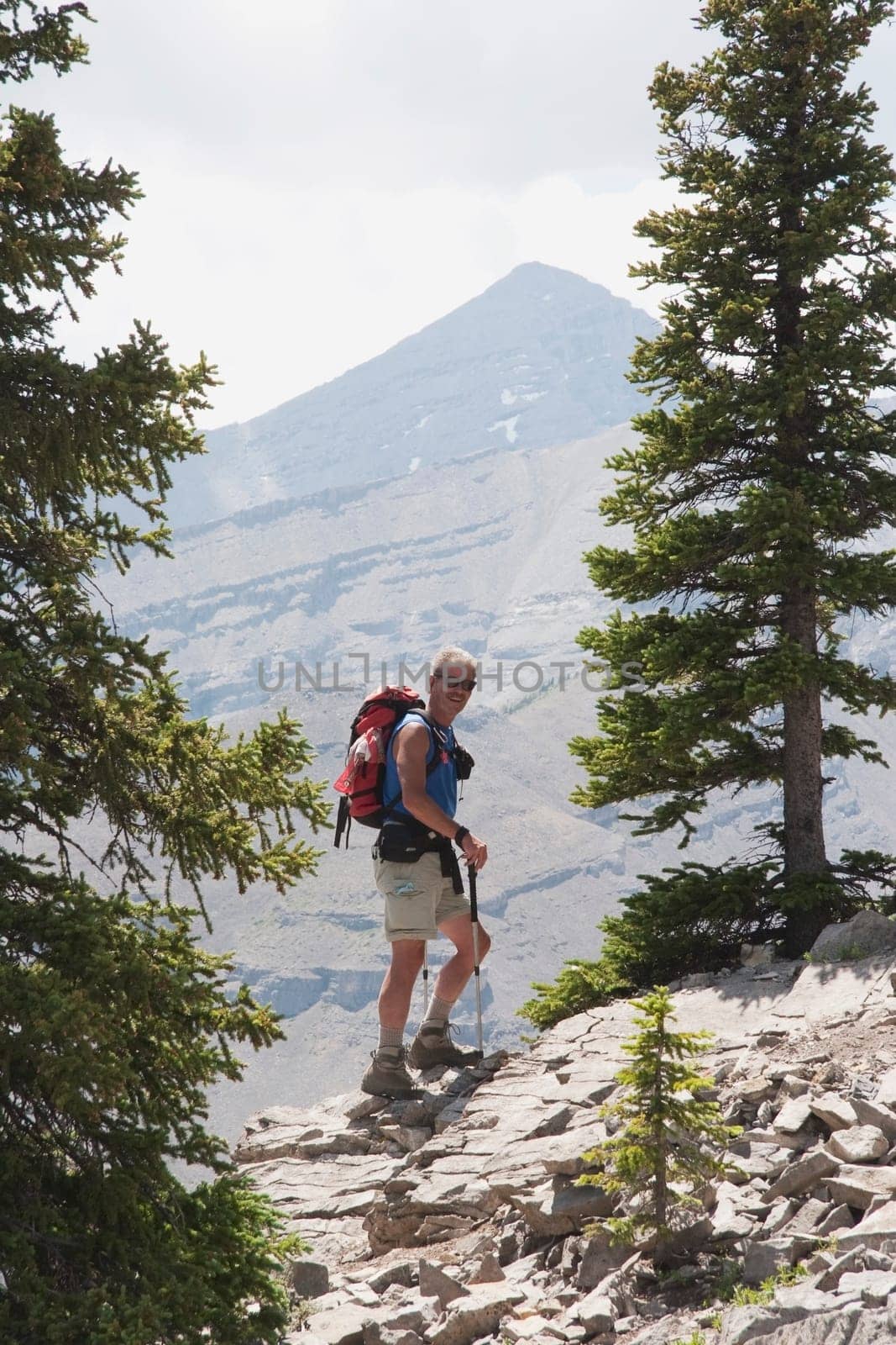 Man hiking on a mountain path