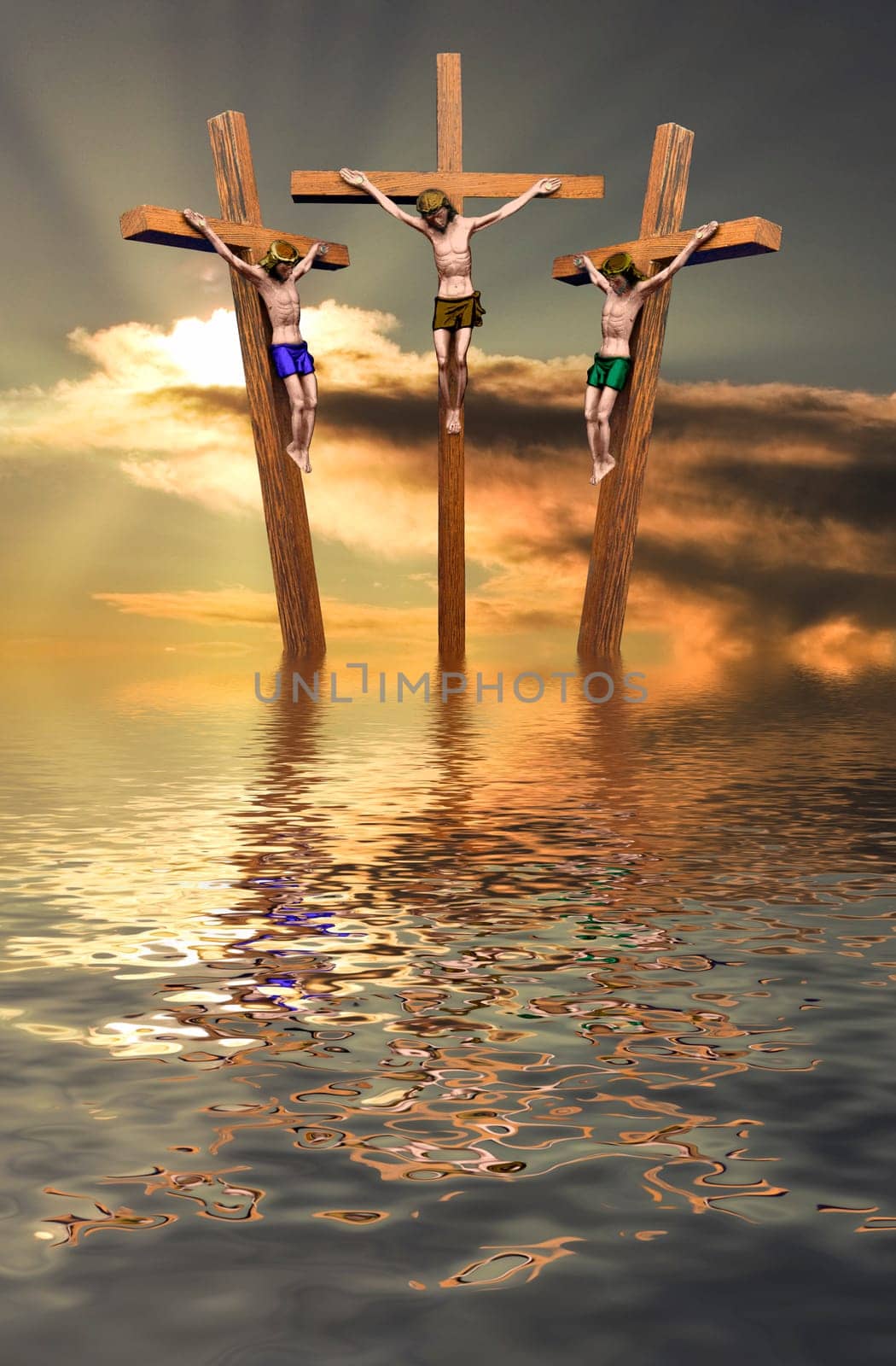 Jesus and two thieves on the cross