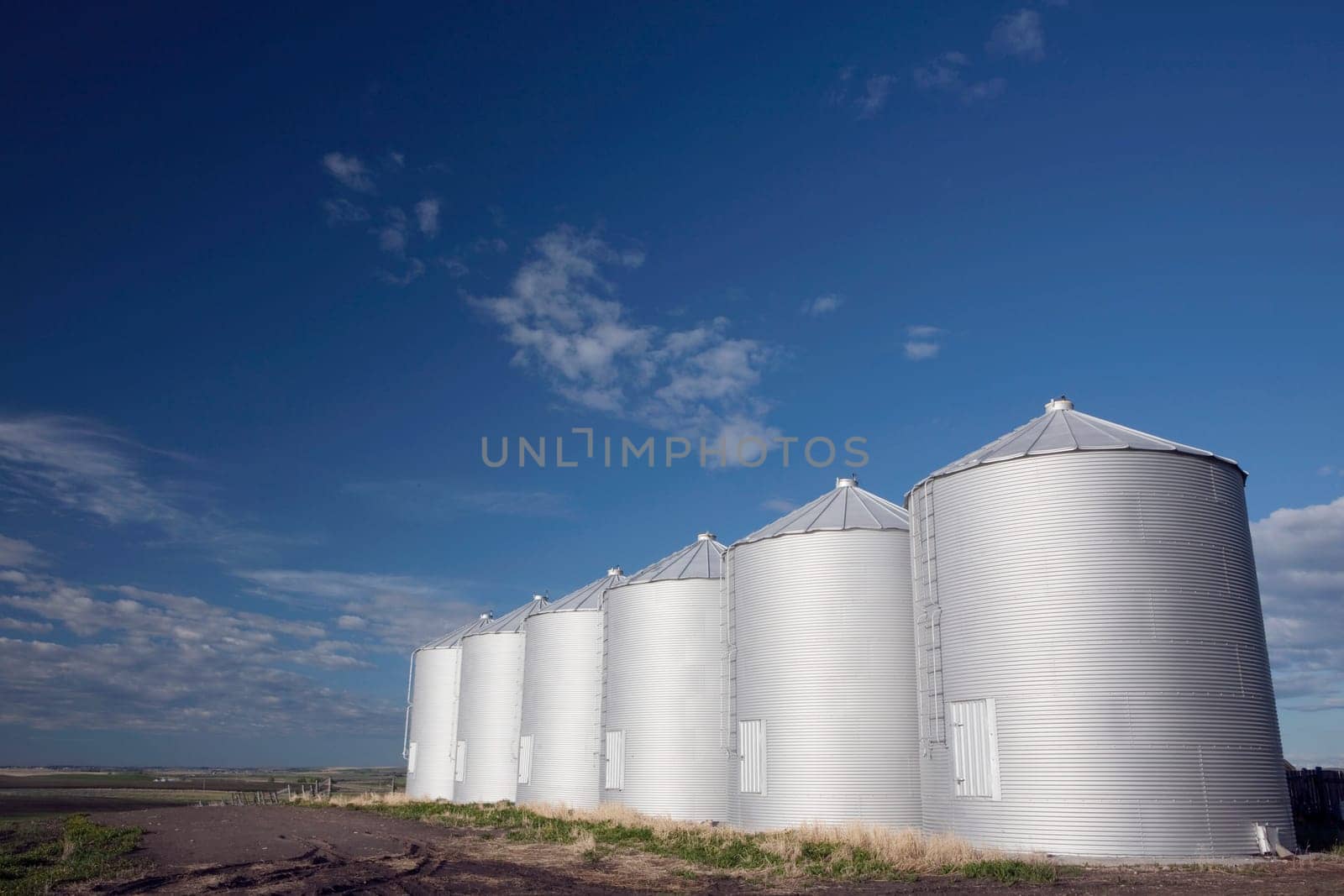 Row of metal silos