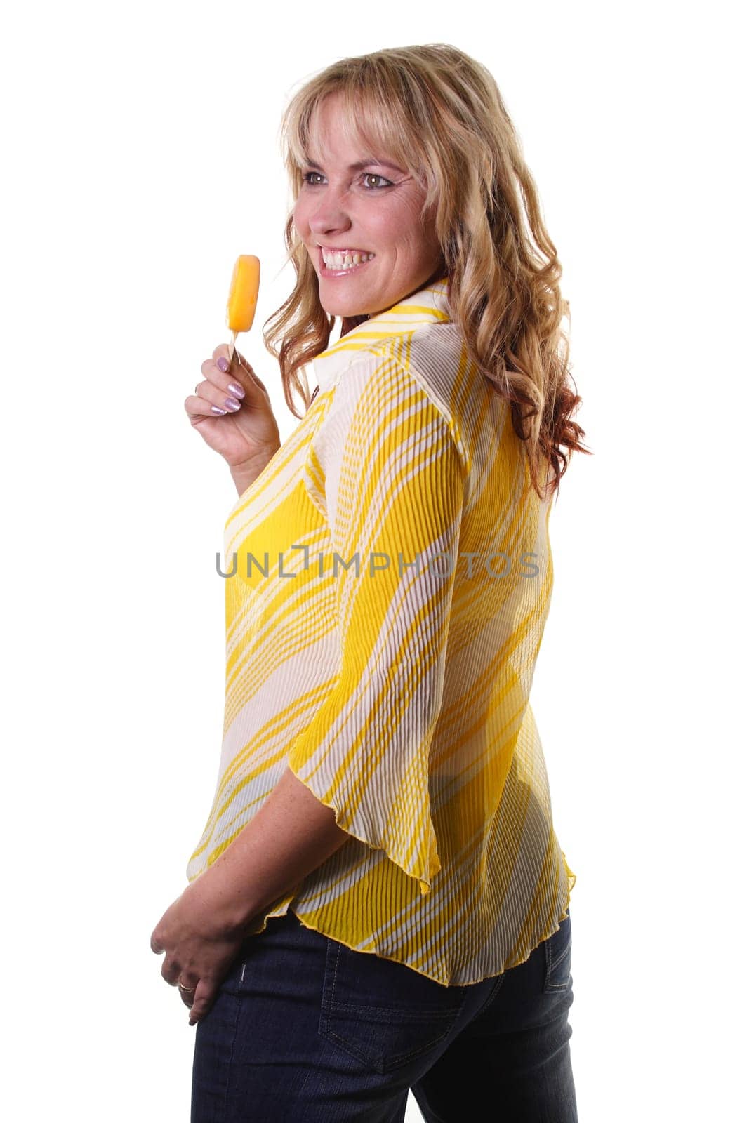 Woman with fruit ice cream