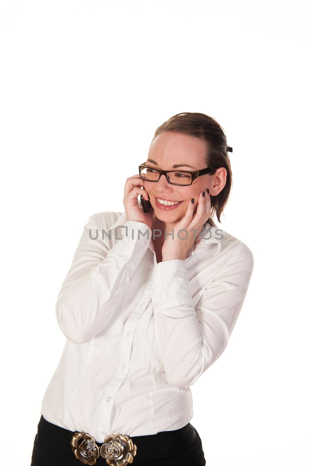 Smiling girl on the phone