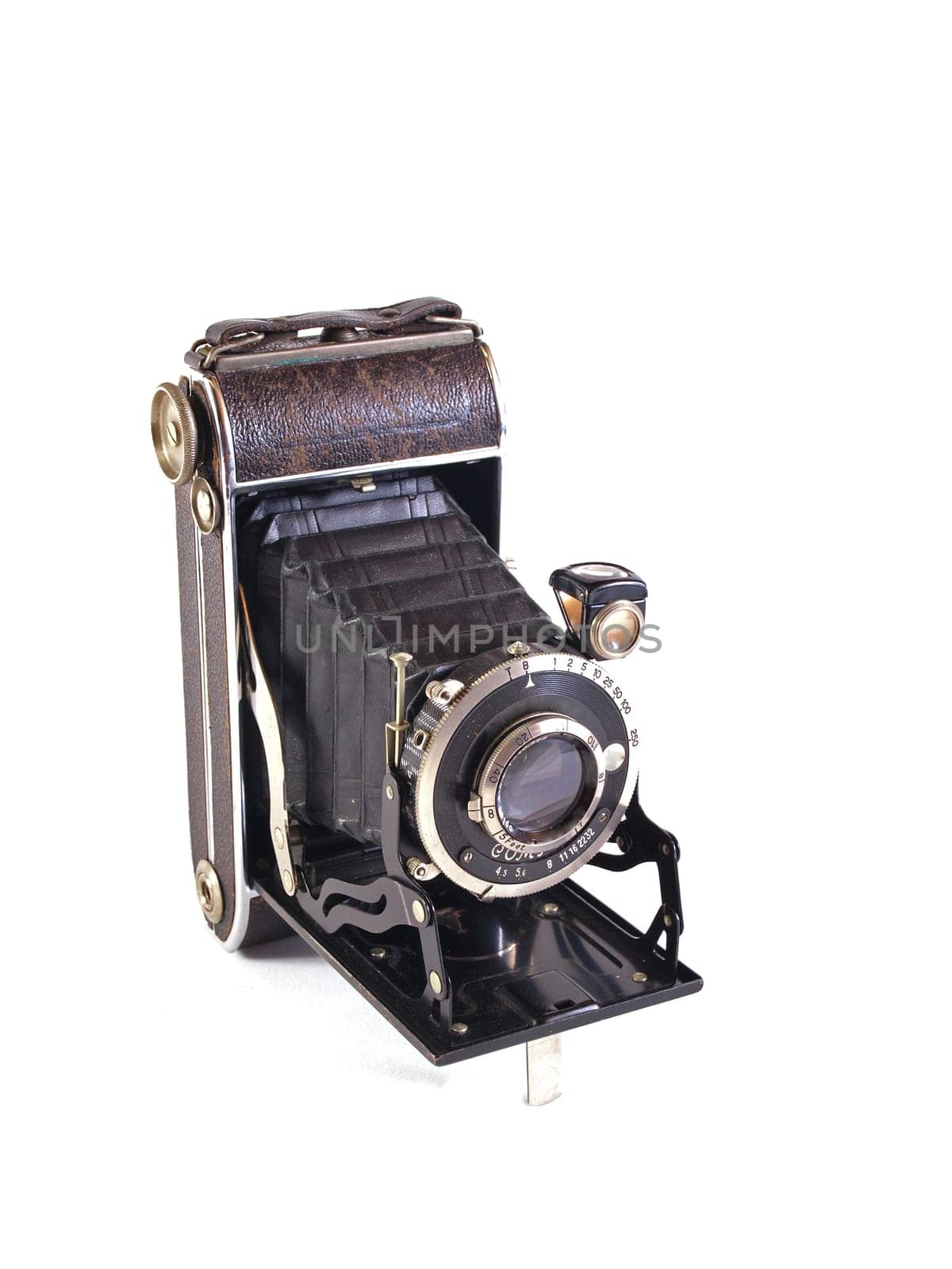 Old camera on a plain white background.