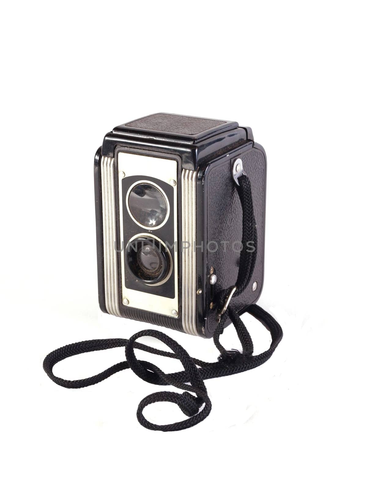 Old camera on a plain white background.