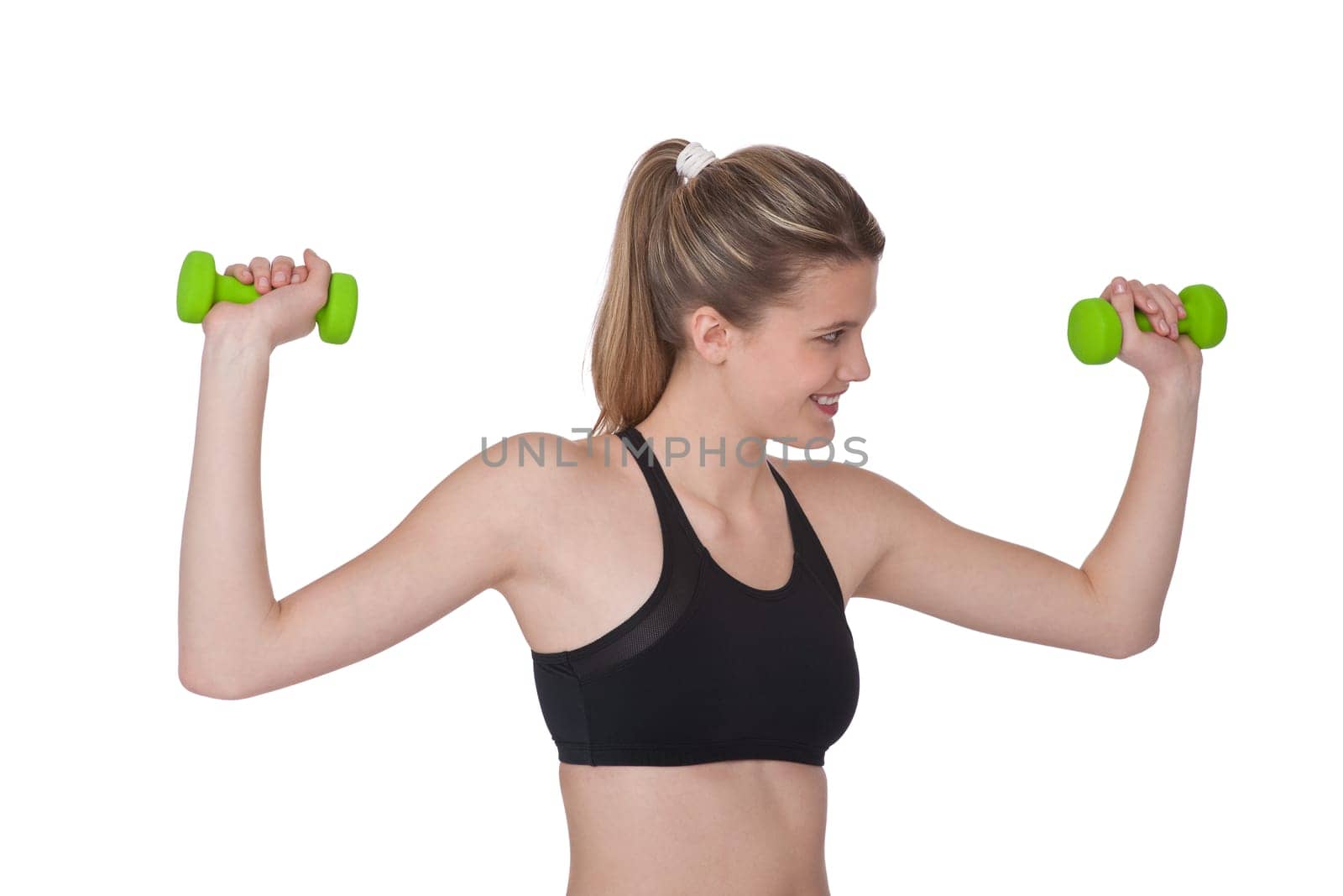 Fitness - Young sportive woman exercise with weights