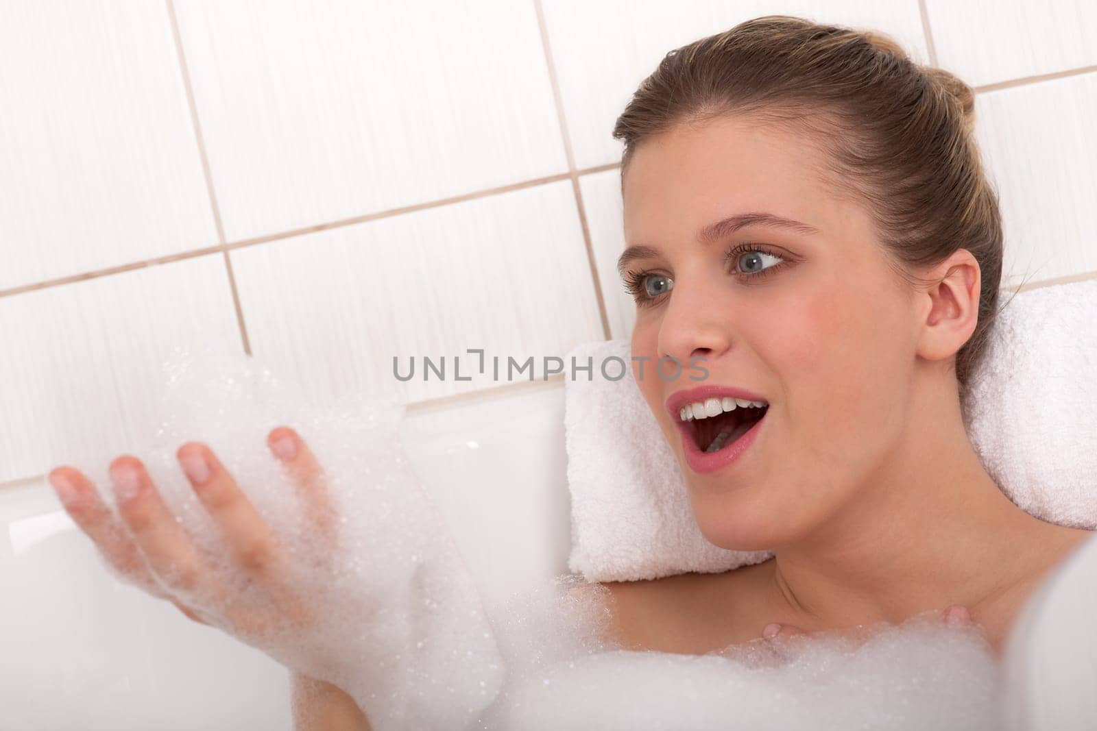 Body care series - woman enjoying bath