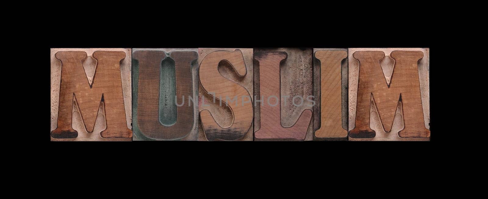 Muslim in old letterpress wood type