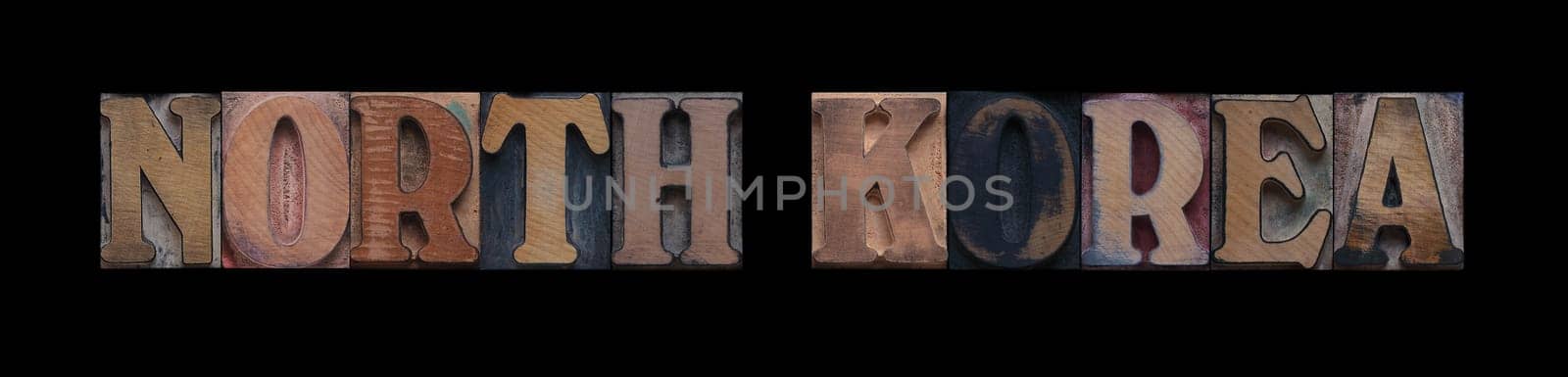 North Korea in old letterpress wood type