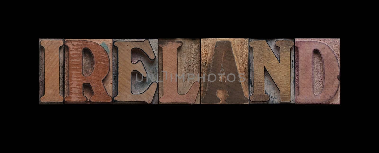 Ireland in old letterpress wood type