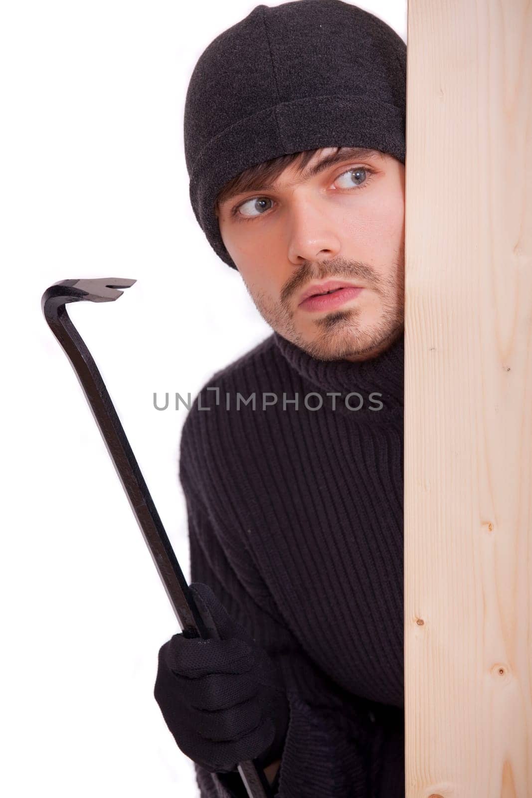 criminal guy with crowbar
