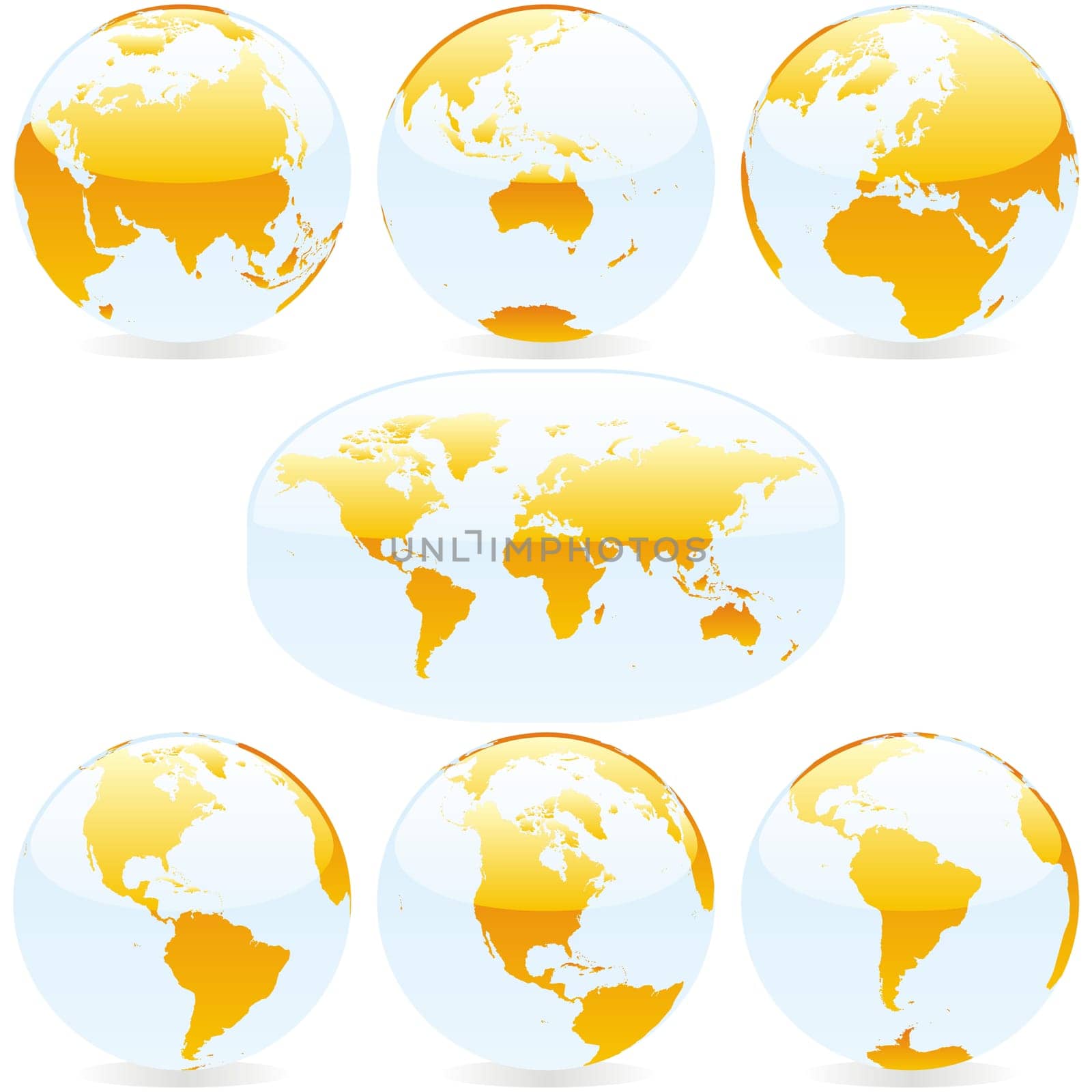 colored world map and globes