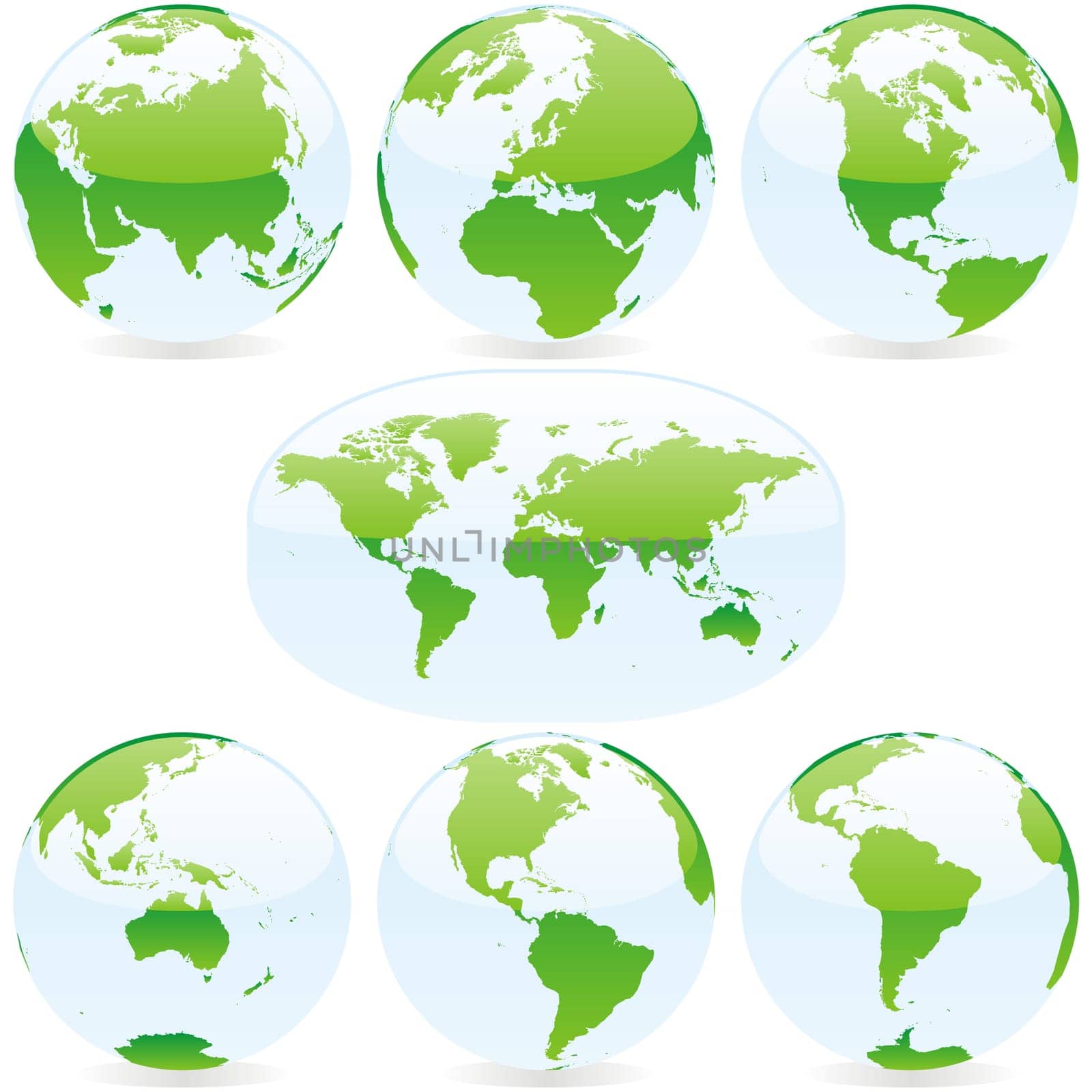 colored world map and globes