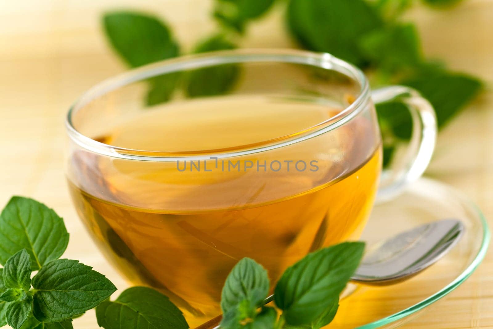 Glass of tea with peppermint
