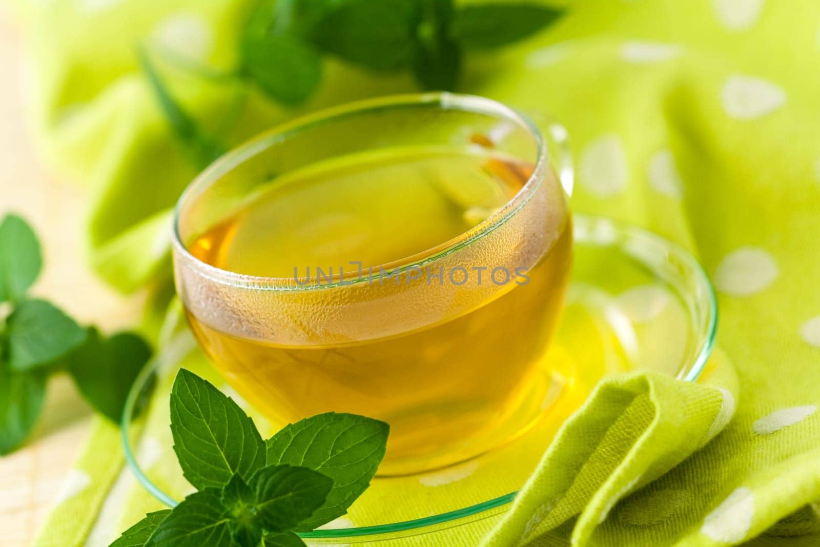Glass of tea with peppermint