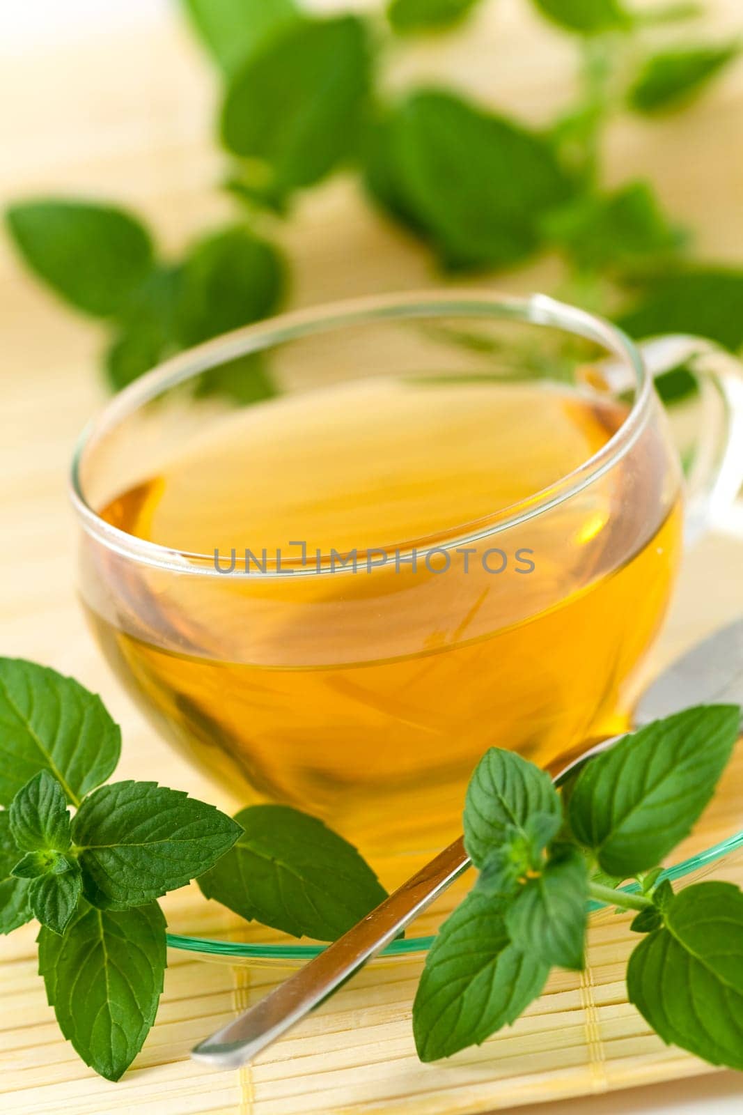 Glass of tea with peppermint