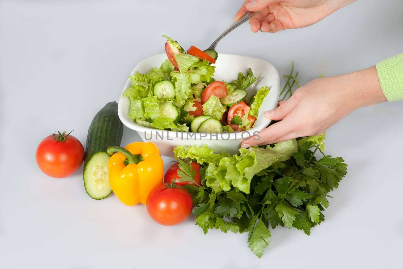 preparing salad