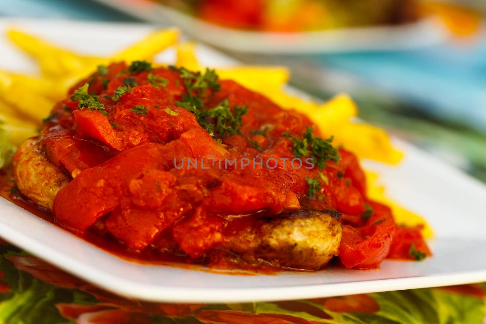 Schnitzel with grilled paprika,Hungarian
