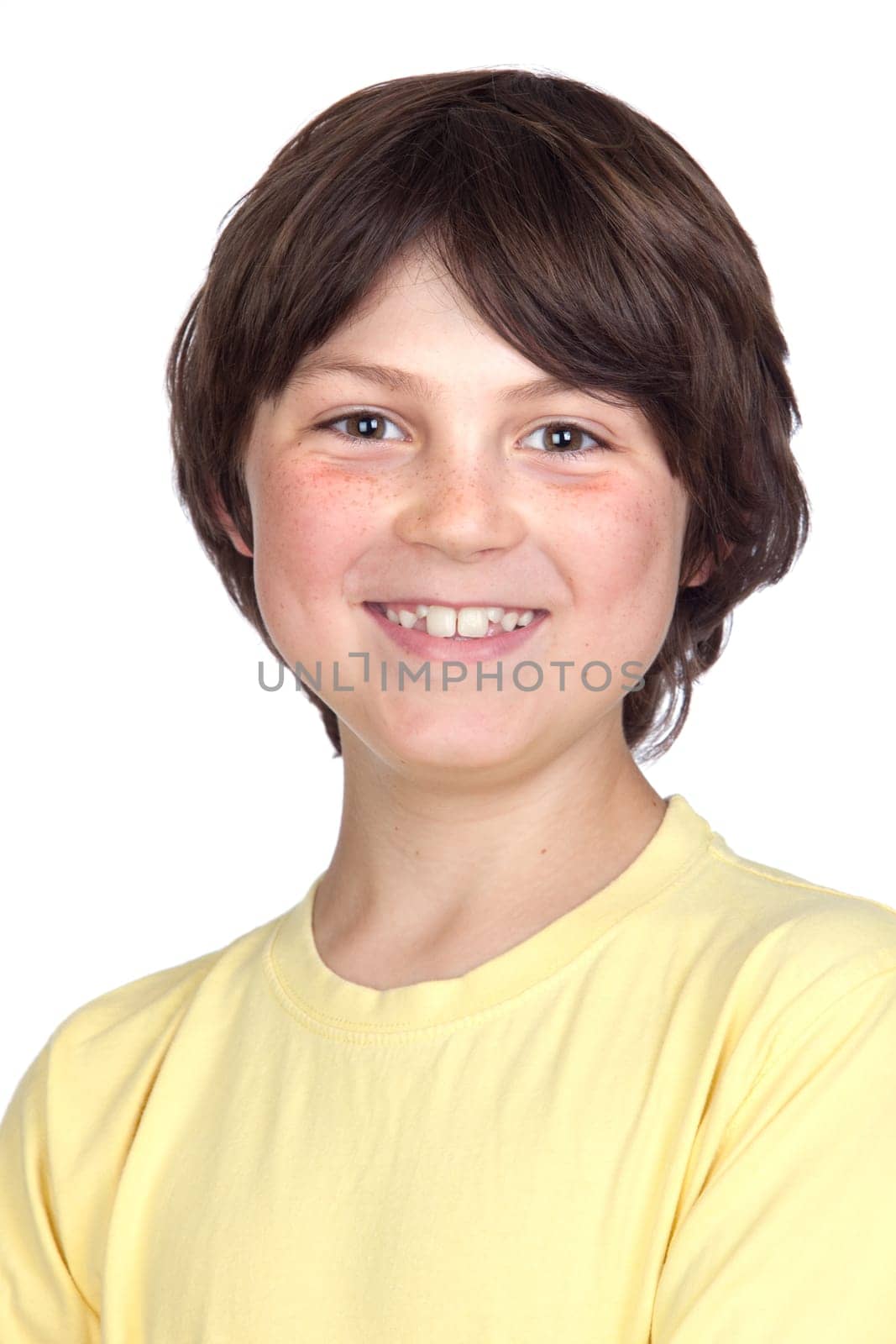 Funny portrait of freckled boy