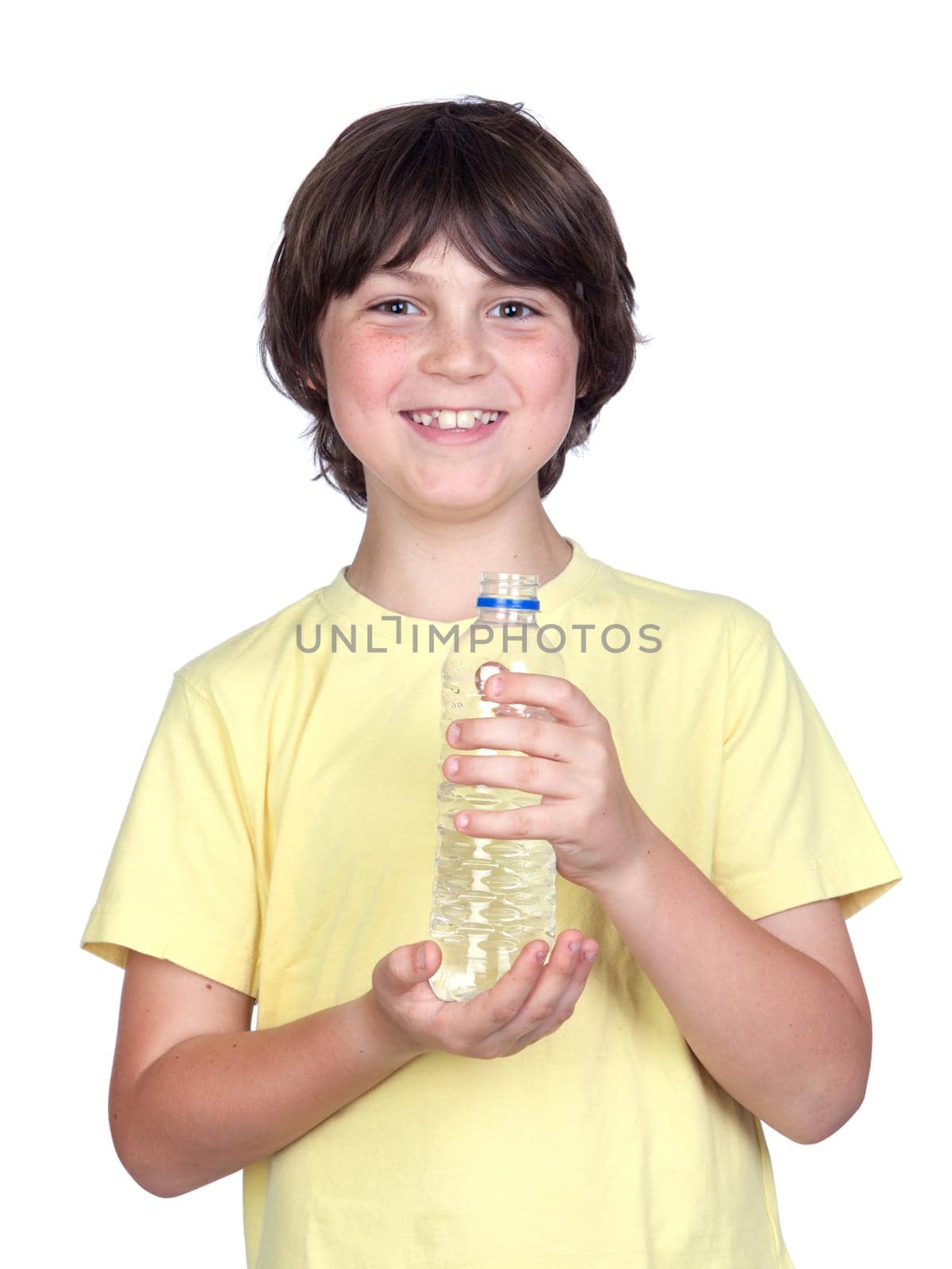 Adorable child with bottled water