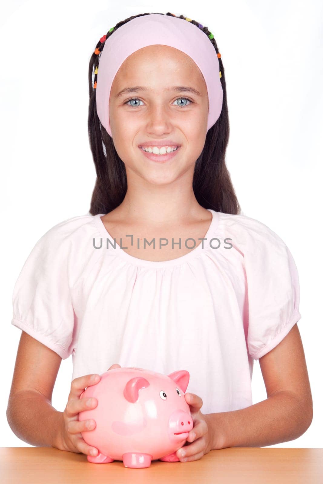 Little girl with piggy-bank