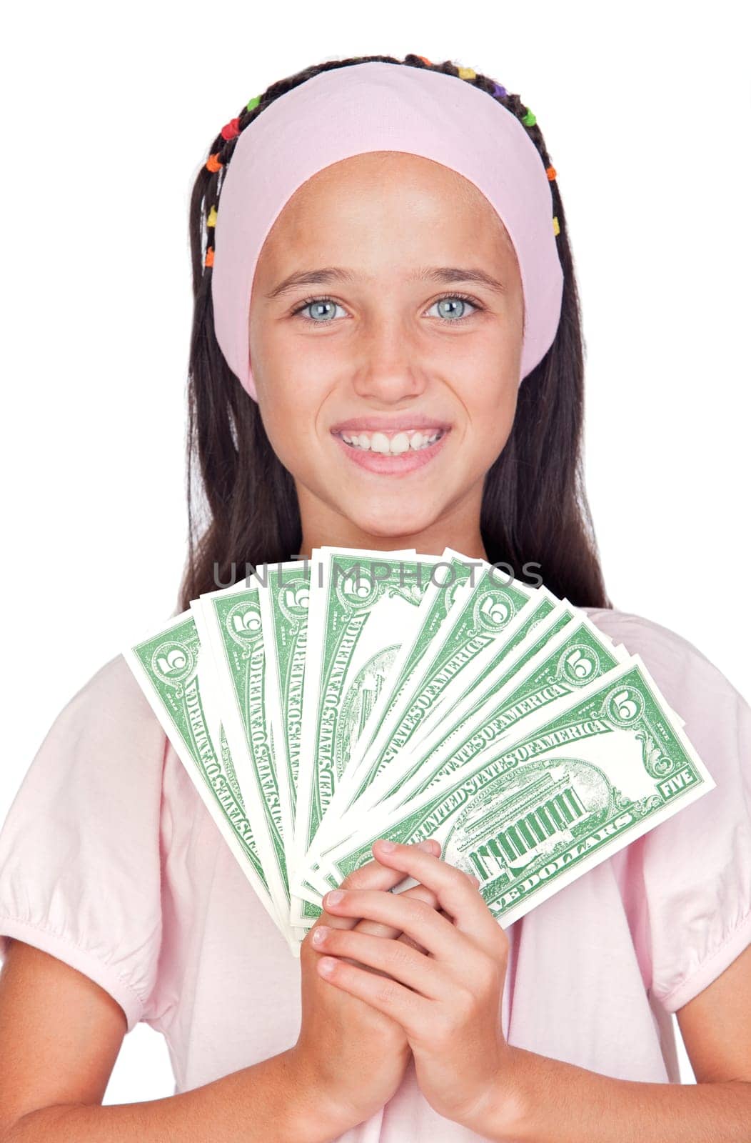 Little girl with with with dollar bills