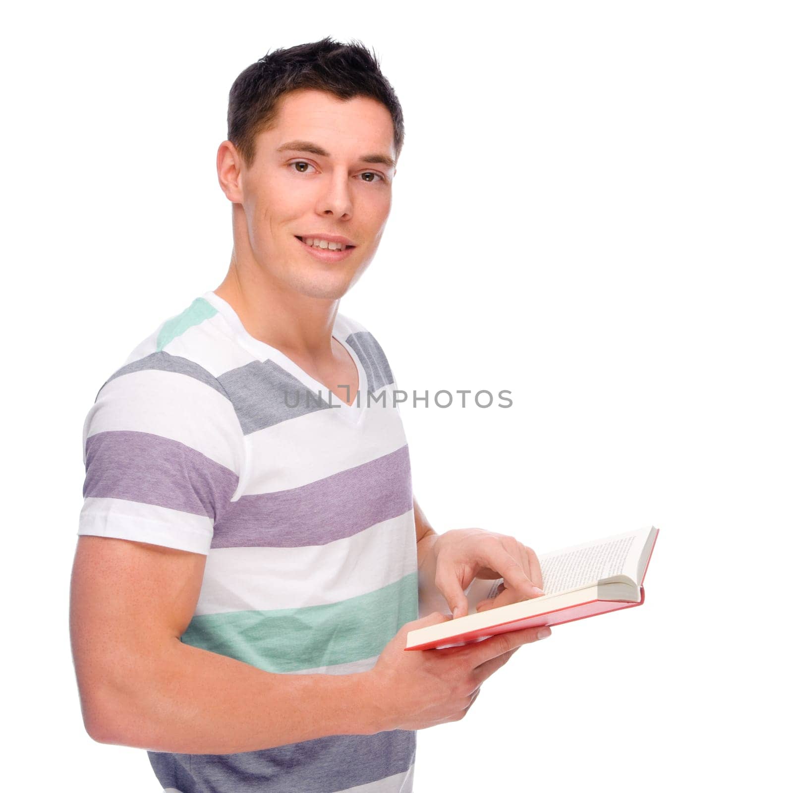 Young man reading a book