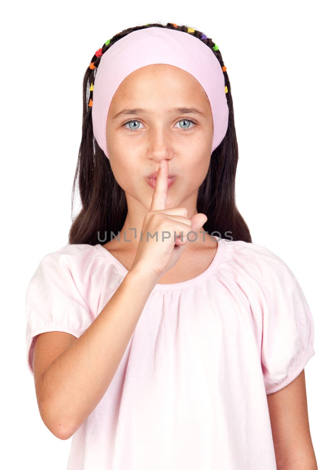 Portrait of adorable girl ordering silen