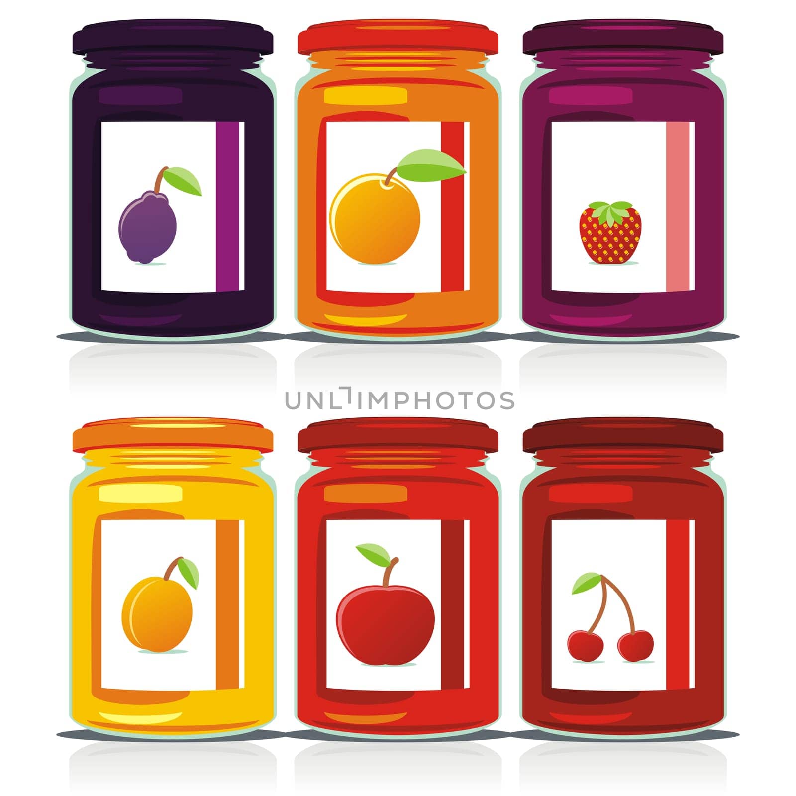 isolated jam jars set