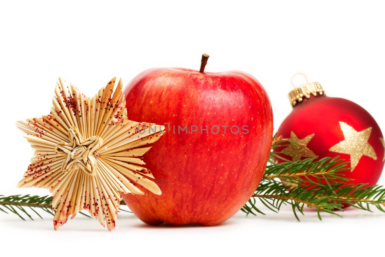 Apple,Straw Star,Christmas Ornament with Z