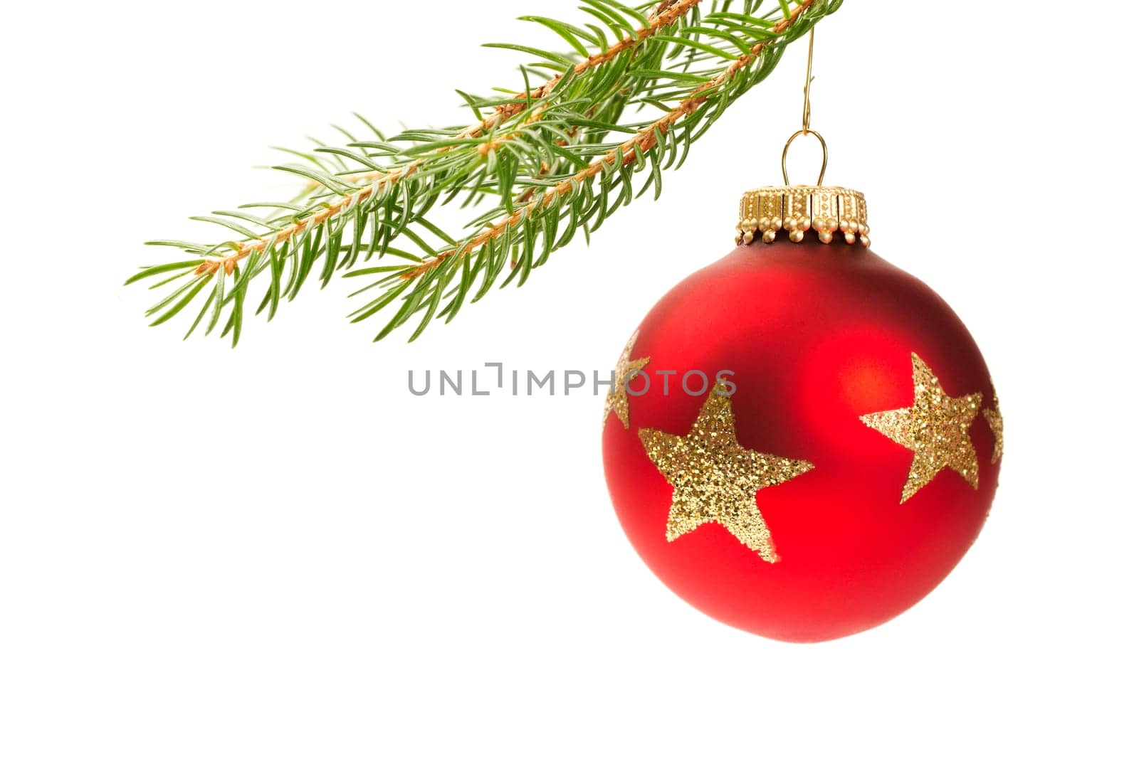 Red Christmas Ornament Hanging on Christmas Tree