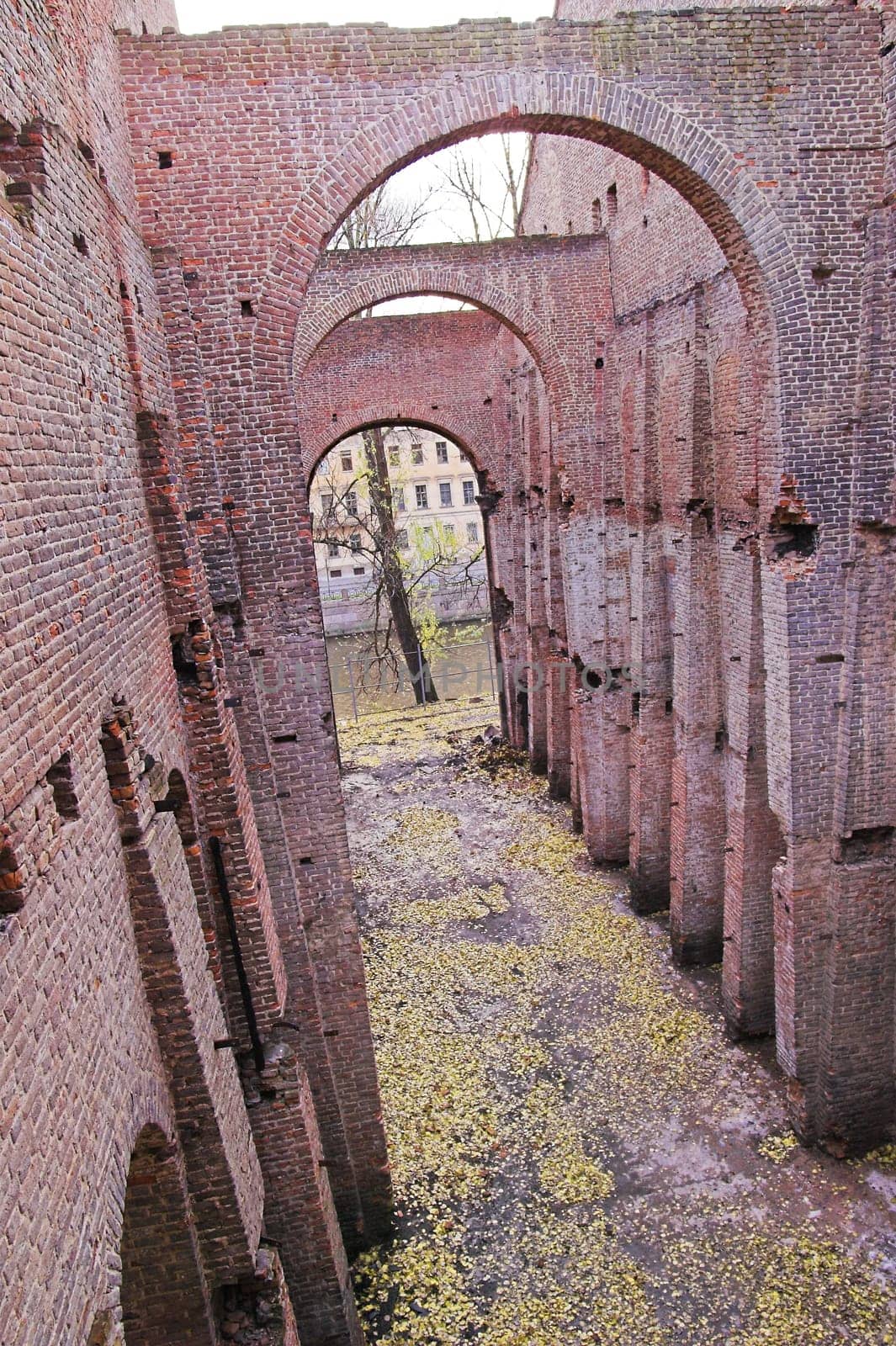 Ruins of Ancient Buildings on the New Holland Island in Saint Petersburg, Russia