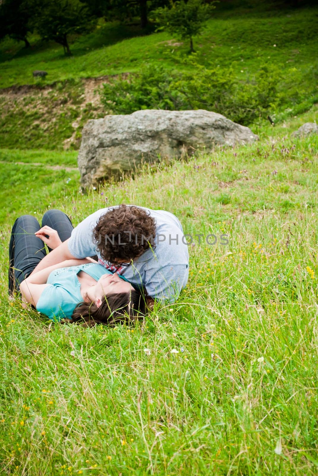 Young couple in love outdoors