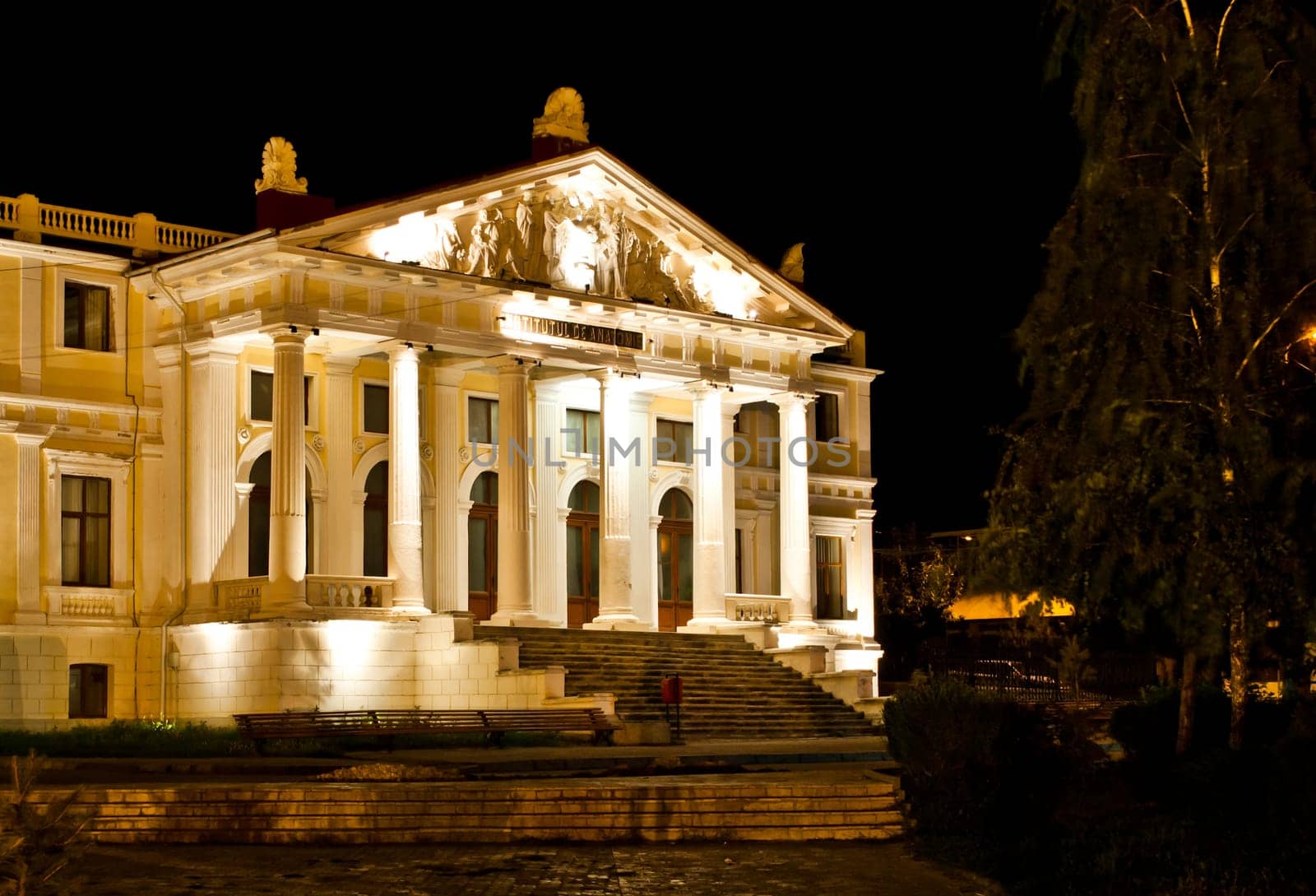 The Anatomy Institute at night in Iasi