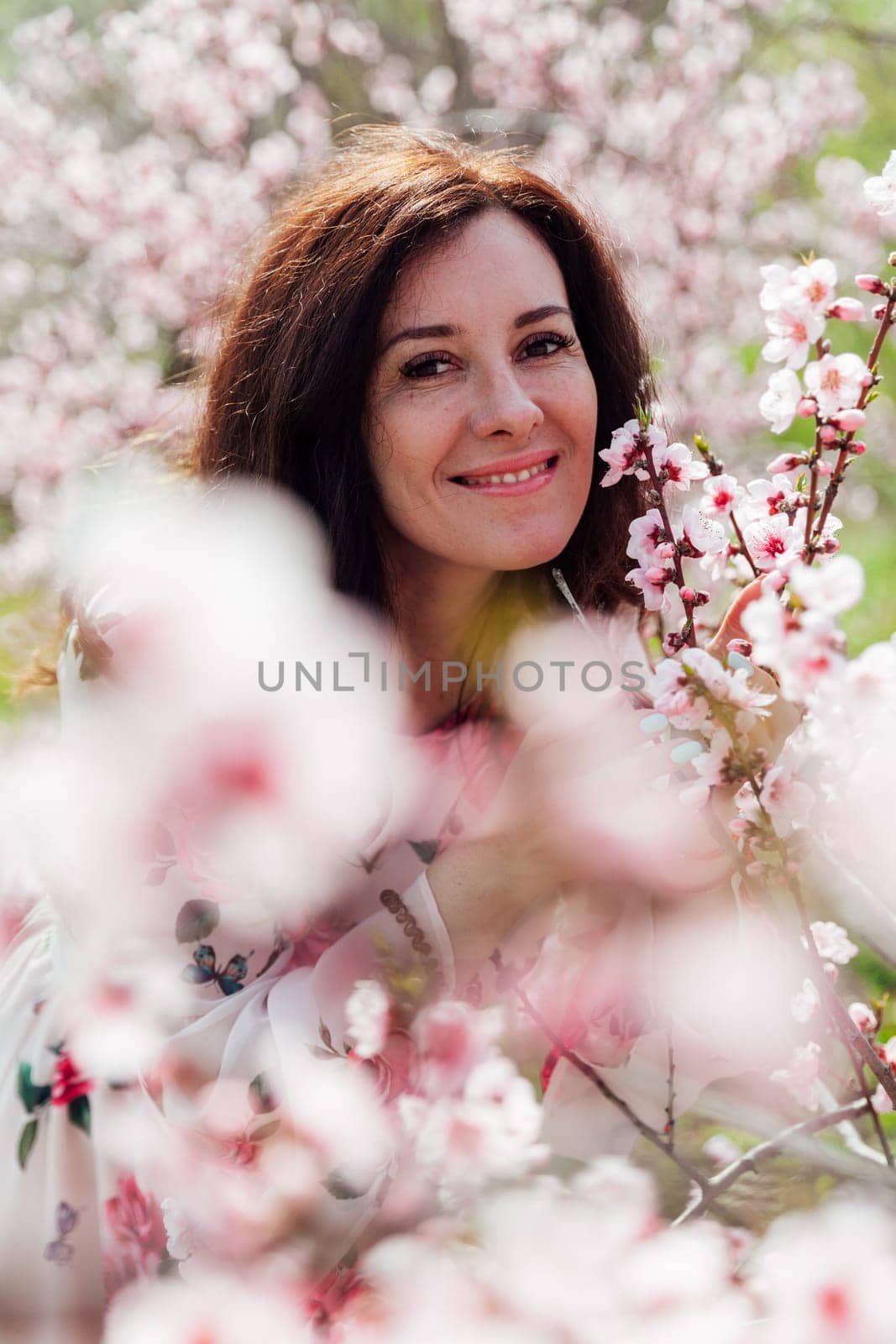 portrait of a woman in a peach garden rose trees nature parks walk