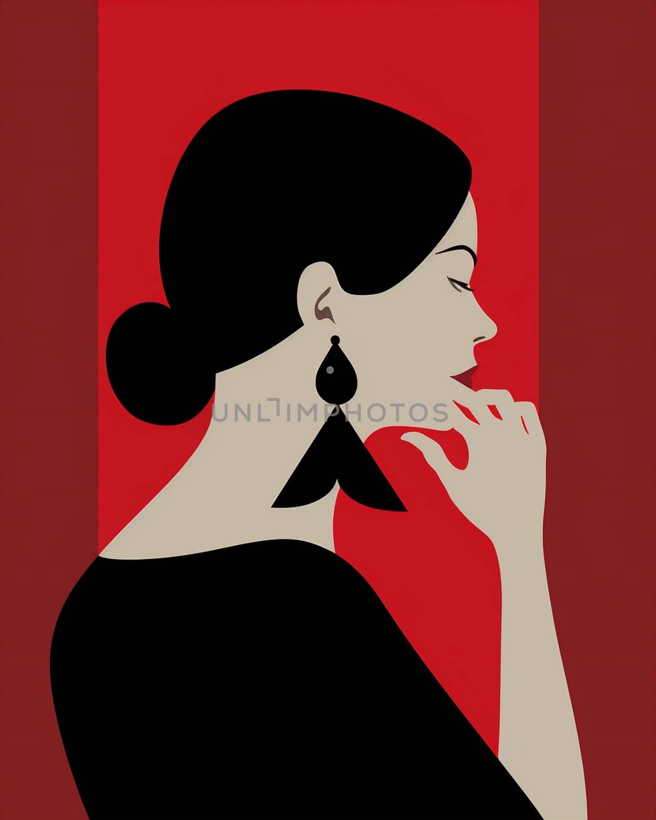 background woman glamour portrait poster trendy fashion vintage red isolated female model. Generative AI. by Vichizh