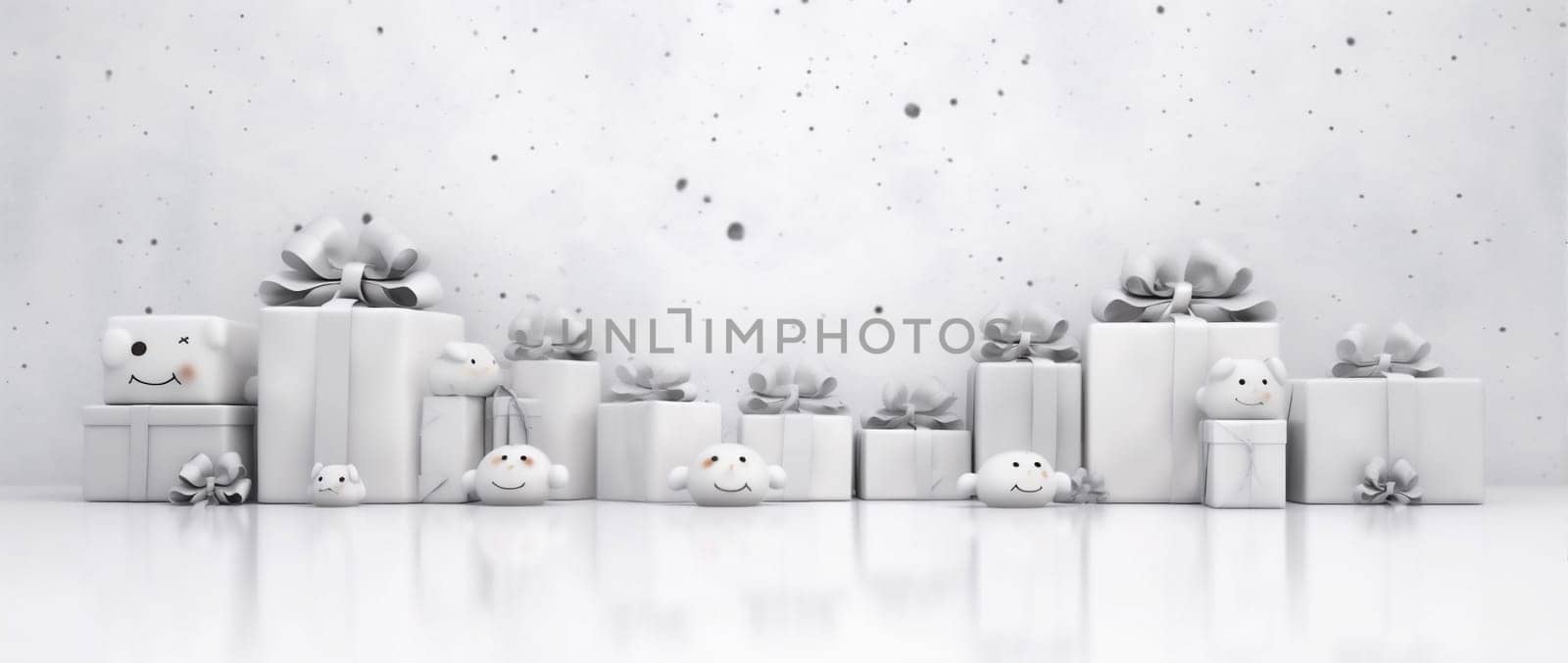 holiday happy gift present christmas gold decoration box white surprise. Generative AI. by Vichizh