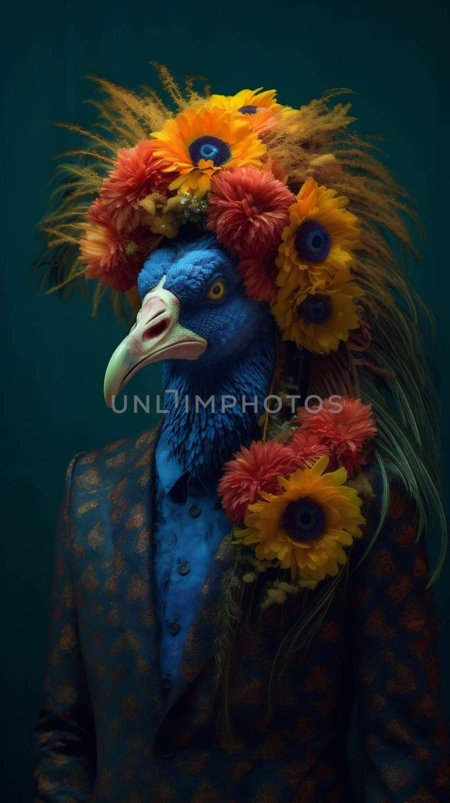 bird woman beauty face beautiful peacock fashion friend glamour jungle young. Generative AI. by Vichizh