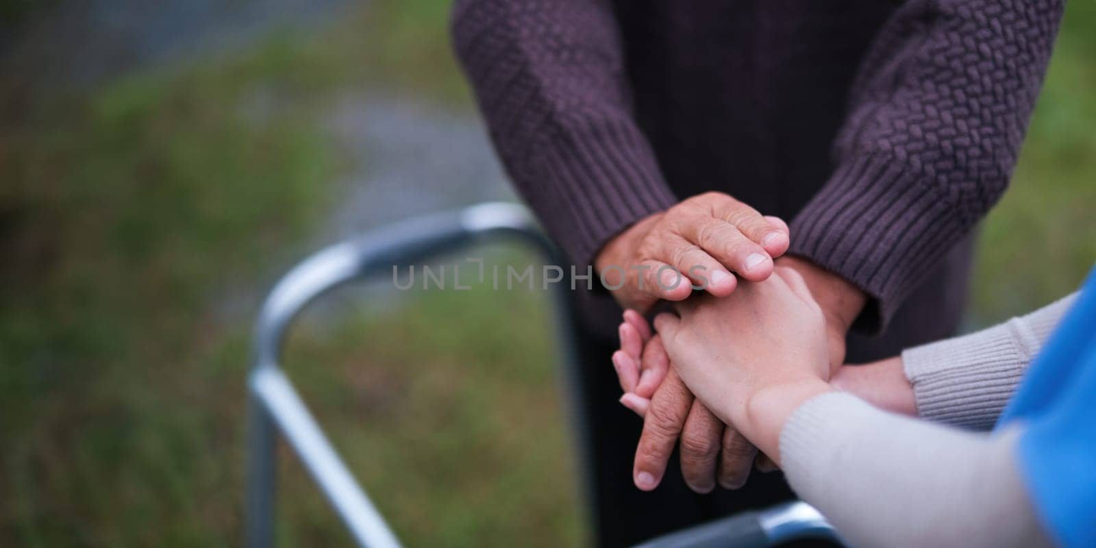 Empathy, trust and nurse caregiver holding hands with patient. consulting support and healthcare advice. Kindness, counseling and medical therapy in nursing home for hope, consultation and psychology.
