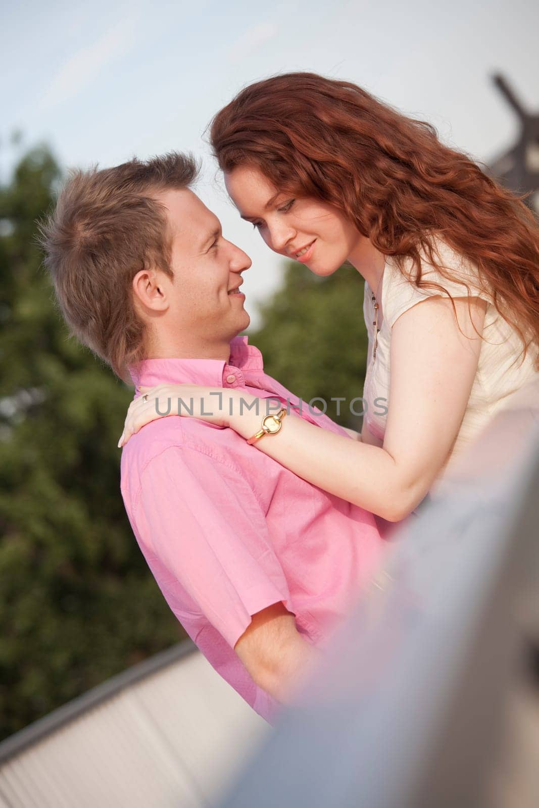 romantic couple on the bridge