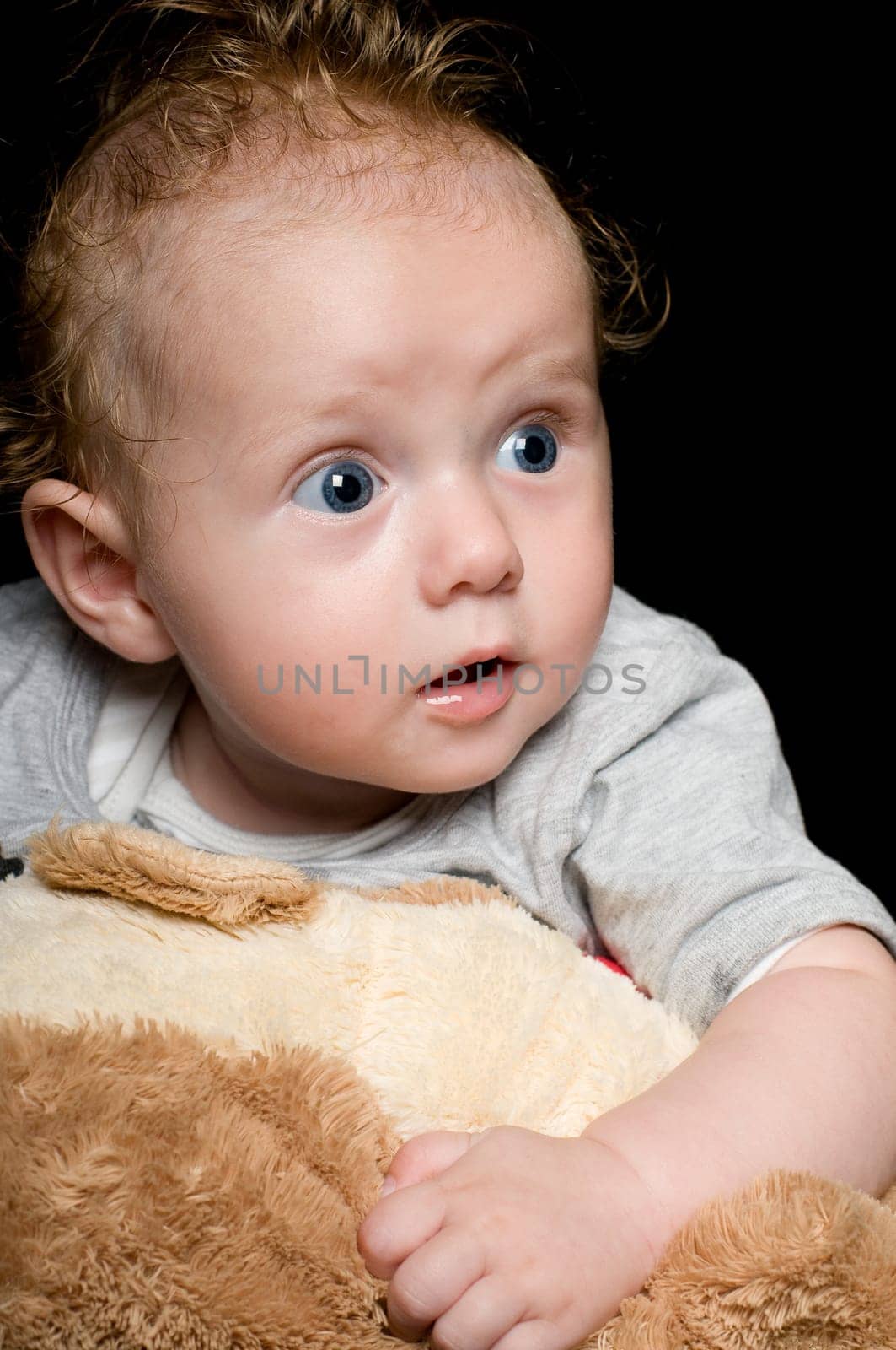 Baby on upholstery
