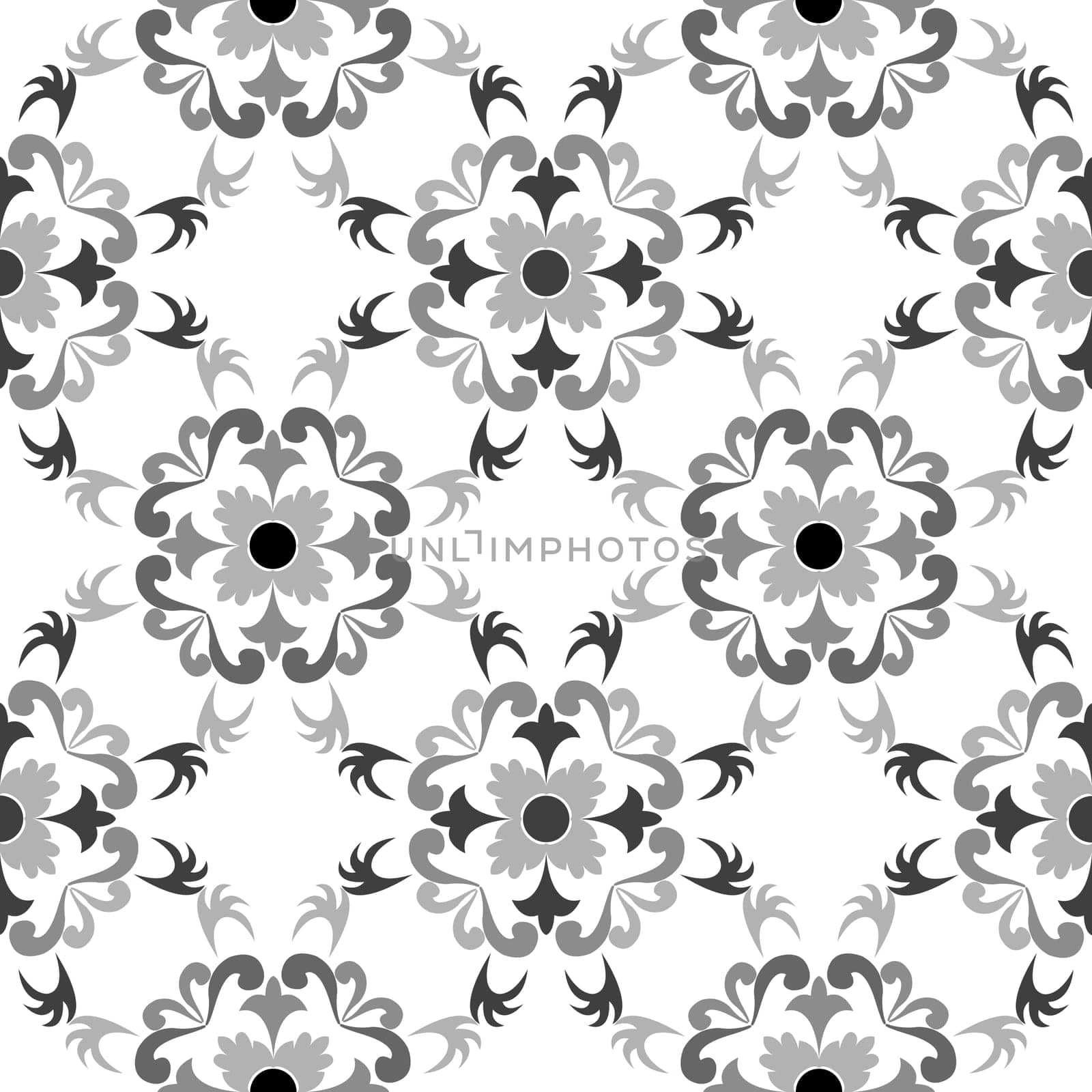 black and white seamless floral pattern