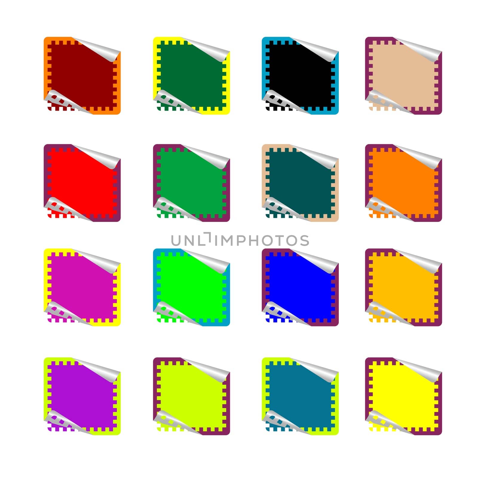 double rounded rectangle colored stickers isolated on white